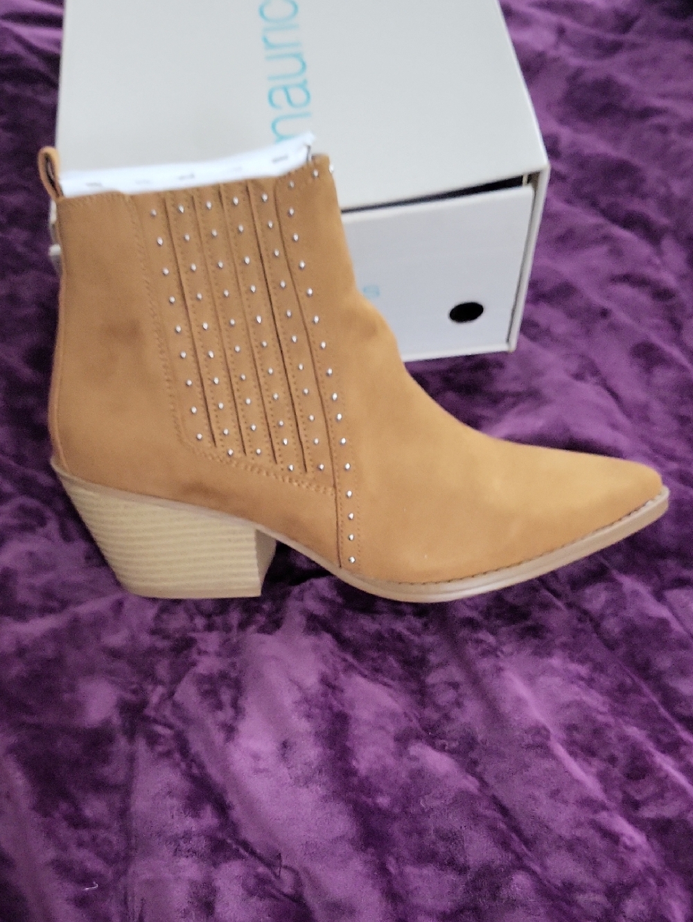 Maurices Tan Suede Studded Ankle Bootie